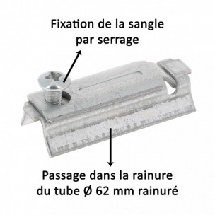 Agrafe d'attache tablier Deprat tube rainuré 62 mm