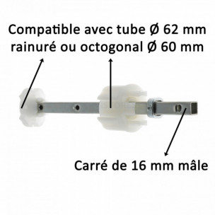 Embout de tube Ø 62 mm rainuré ou octogonal 60 mm Deprat