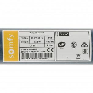 Moteur Somfy LT50 WT ATLAS 15/32 vitesse rapide