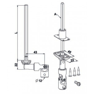 Sortie de caisson déportée Zurfluh-Feller simple cardan 45°