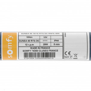 Moteur Somfy SUNEA 40 RTS DC 10/12 - 12 Volts