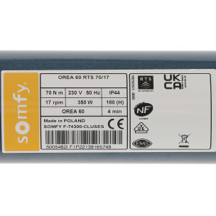Moteur Somfy OREA 60 RTS 70/17