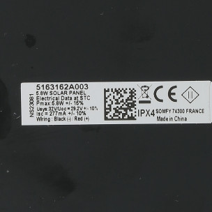 Panneau solaire Somfy RS100 SOLAR IO 5,8W