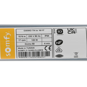 Moteur Somfy OXIMO TH IO 10/17 tête étroite