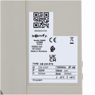 Armoire de commande Somfy CBX Ixengo L RTS 230V