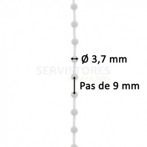 Chainette de tirage à boules PVC blanc