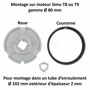 Bague moteur Simu T8 et T9 Ø80 tube Ø102 épaisseur 2