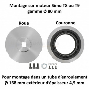 Bague moteur Simu T8 et T9 Ø80 tube Ø168 épaisseur 4,5