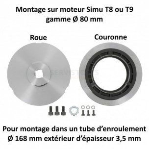 Bague moteur Simu T8 et T9 Ø80 tube Ø168 épaisseur 3,5