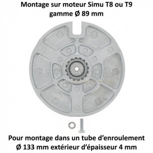 Bague moteur Simu T8 et T9 Ø89 tube Ø133 épaisseur 4