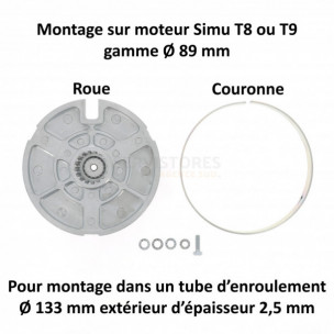 Bague moteur Simu T8 et T9 Ø89 tube Ø133 épaisseur 2,5