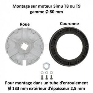 Bague moteur Simu T8 et T9 Ø80 tube Ø133 épaisseur 2,5