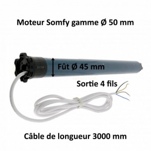 Moteur Somfy ILMO 50 WT TH 20/17 tête étroite