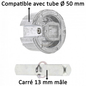 Embout de tube Somfy pour tube Ø50 mm sortie carré 13 mm femelle