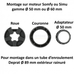 Bague moteur Somfy et Simu Deprat Ø89R