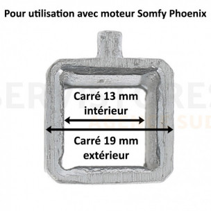 Douille d'adaptation PHOENIX carré de 13 mm Somfy