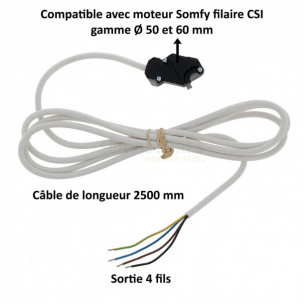 Câble VVF blanc 4 fils de 2500 mm Somfy CSI