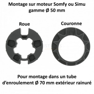 Bague moteur Somfy et Simu Ø70R