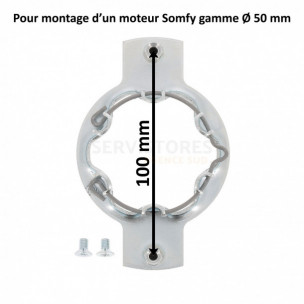 Support moteur Somfy avec déport entraxe 100 mm 50 Nm