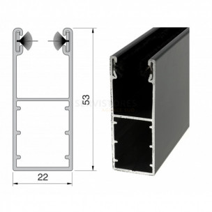 Coulisse aluminium de 53 x 22 mm pour volet roulant rénovation