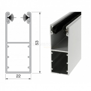 Coulisse aluminium de 53 x 22 mm pour volet roulant rénovation coloris blanc