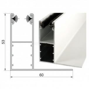 Coulisse aluminium de 53 x 22 mm à aile pour volet roulant rénovation
