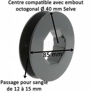 Poulie à sangle clippable pour embout Selve diamètre 85 mm