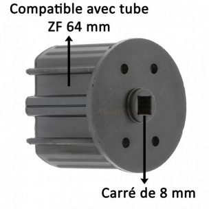 Embout de tube Zurfluh-Feller ZF64 sortie carré 8 mm A299