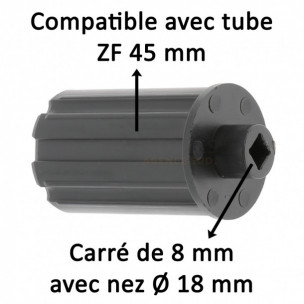 Embout de tube Zurfluh-Feller ZF45 sortie carré 8 mm