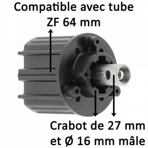 Embout de tube Zurfluh-Feller ZF64 sortie crabot 27 mm 22,5 mm