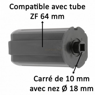 Embout de tube Zurfluh-Feller tube 64 mm sortie carrée 10 mm