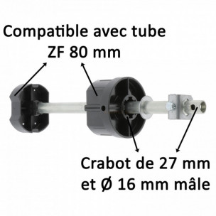 Embout de tube Zurfluh-Feller ZF80 télescopique sortie crabot 27 mm