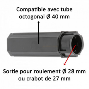 Embout de tube Zurfluh-Feller tube octogonal 40 mm sortie crabot 27 mm