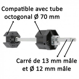Embout de tube Zurfluh-Feller tube octogonal 70 mm sortie carré 13 mm
