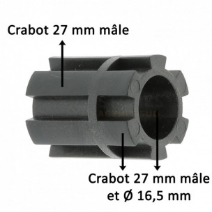 Moyeu crabot Zurfluh-Feller 27 mm sortie crabot 27 mm mâle et Ø 16,5 mm femelle