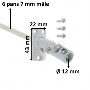 Sortie de caisson de volet roulant Zurfluh-Feller platine grise 45 x 22 mm sortie 6 pans 7 mm