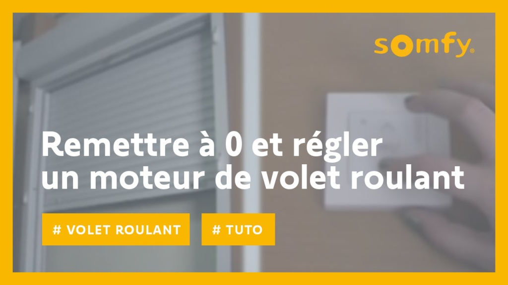 Vidéo Visionnez la vidéo Somfy dédiée au réglage des fins de course d’un volet roulant filaire. Vidéo tuto Somfy - Réinitialiser moteur Somfy